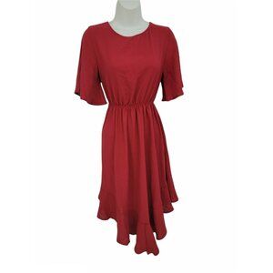 Red Flowy Asymmetrical Skirt Dress Size S